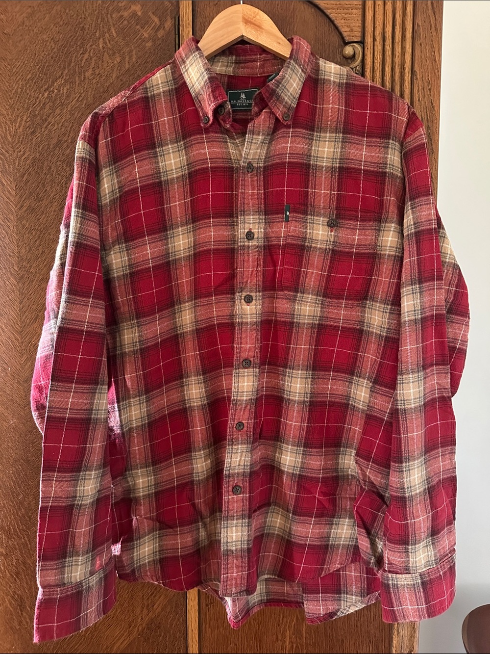 GH Bass & Co Mens Long Sleeve Button Down Plaid Flannel Large